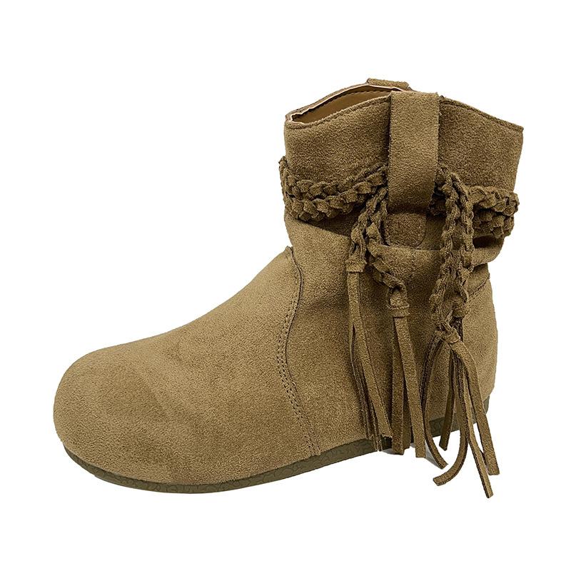 Ретро ботинки Мартин с бахромой женские 2025 осень новые модные универсальные на плоской подошве спортивные и повседневные легкие дышащие короткие ботинки