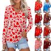 Women's Casual Fashion Sexy Comfort Christmas Printed V-Neck Button Long Sleeve