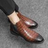 Fashion Classic Retro Men Slip-on Chelsea Boots Stitching Versatile Round-toe Casual Leather Ankle Shoes Brand Men Business Office Boots