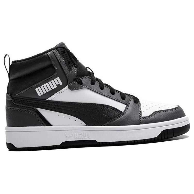 Puma Кроссовки Rebound V6 392326-03 Белые/Черные/Теневые Серые Унисекс Средней Высоты Ретро Баскетбольные