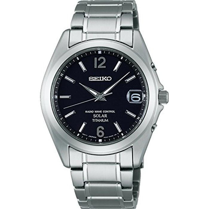 Мужские часы Seiko Selection SBTM229, Солнечные, Радиосинхронизация, Календарь даты, Черный циферблат, Корпус и браслет из чистого титана, Серебристый/Черный