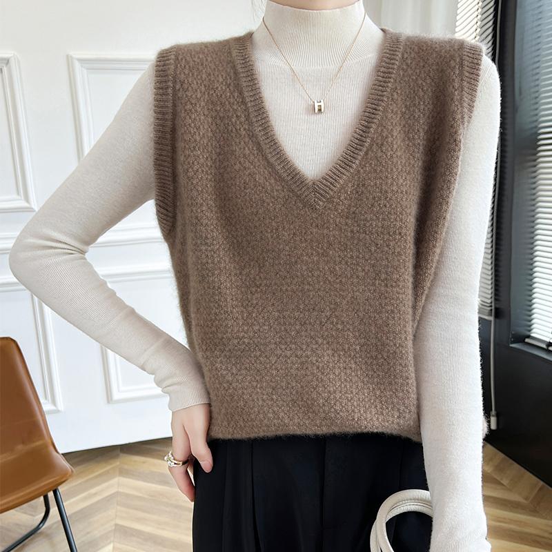 Женский кашемировый жилет Qinghe Cashmere 30% кашемир 70% шерсть осенне-зимний кашемировый жилет мягкий и теплый
