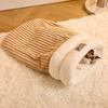Warm Cat Sleeping Bag Soft Plush Funny Tunnel Cat Nest Pet Pocket Type Quilt Bed Kitten Puppy Soft Comfortable Nest Pet Supplies