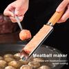 Изготовитель фрикаделек из нержавеющей стали с ложкой, деревянной ручкой, углубленной канавкой, мясное пюре, креветки, рыбные шарики, инструмент для изготовления форм, кухонные гаджеты