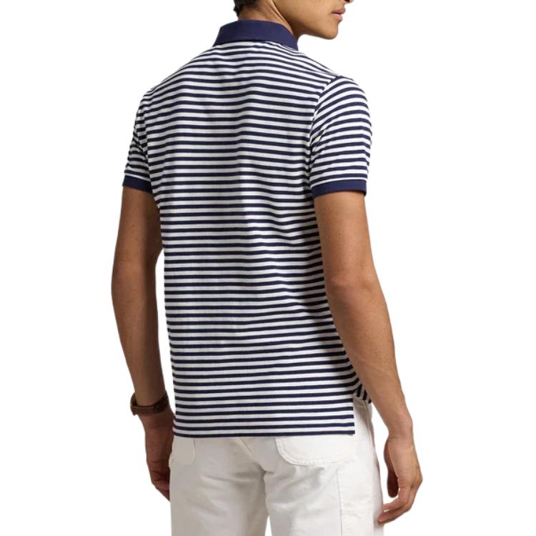 Polo Ralph Lauren Поло в полоску приталенного кроя Мужские топы Синий 710956682-001