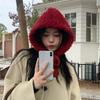 Шапка-балаклава для женщин Осень и Зима Новый корейский стиль Инс Теплая плюшевая шапка с защитой ушей