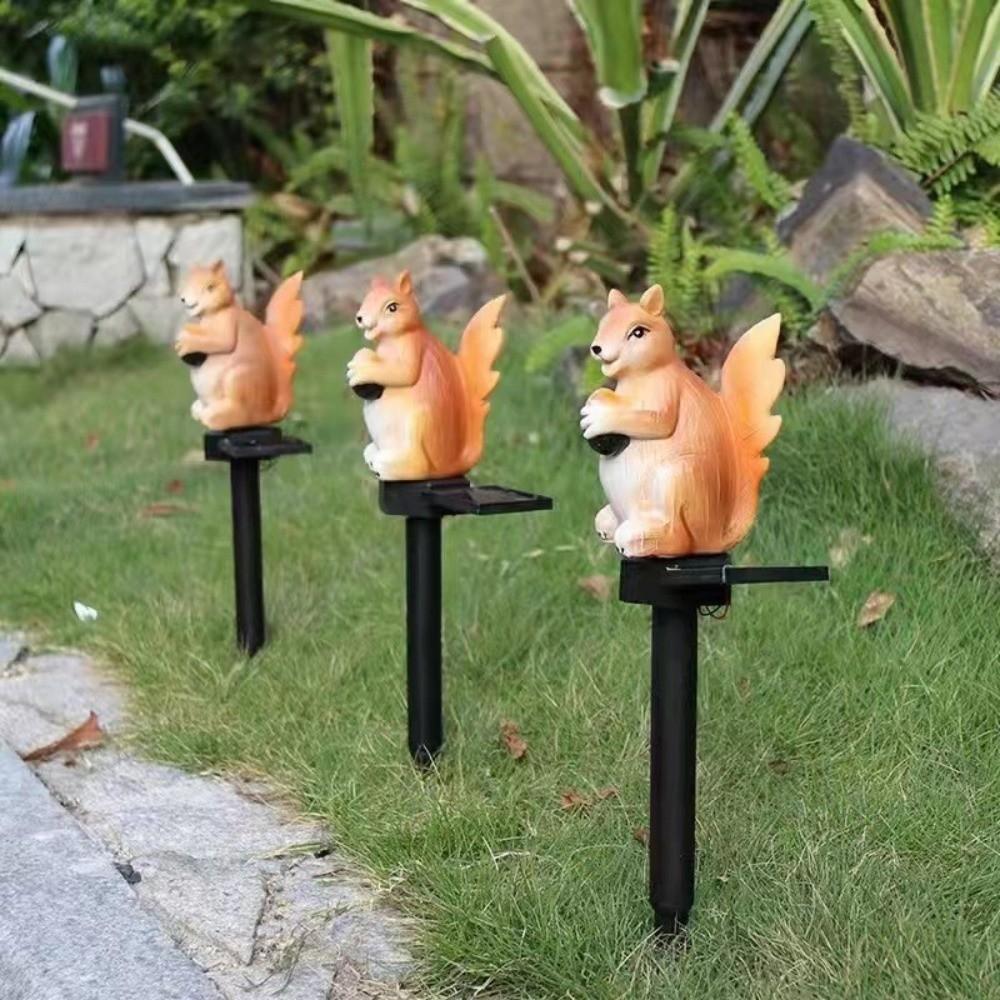 Waterproof Solar Animal Lamp Ground Insertion Cute Outdoor Solar Light Realistic Decorative Rabbit Squirrel Lawn Light Outdoor