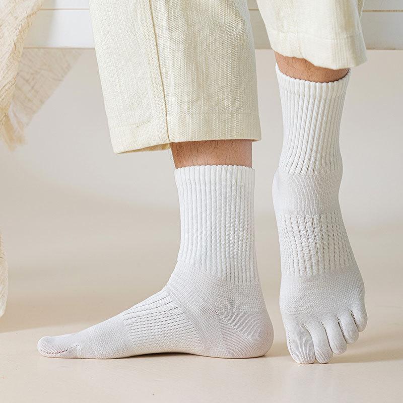 Мужские весенне-осенние однотонные носки-трубки с пятью пальцами, 10A, антибактериальные, дезодорирующие, влагоотводящие, бесшовные