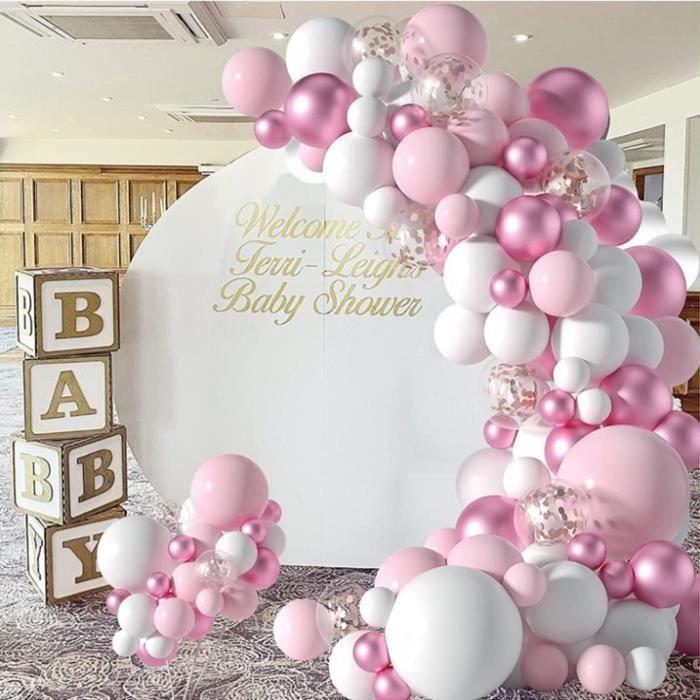 Kit de décoration de ballons - Riavika - 104 PCS - Rose et blanc - Facile à utiliser - Romantique