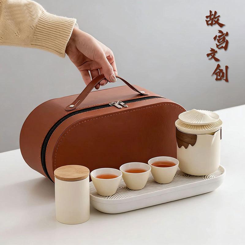 Forbidden City merchandise travel tea set portable outdoor express cup one pot three cups business souvenir