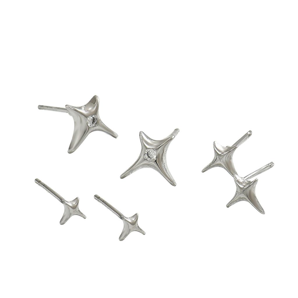 Милый маленький набор свежих женских серег-пусет, простые серьги со вставками из циркона в виде звезд, пасторальные серьги.