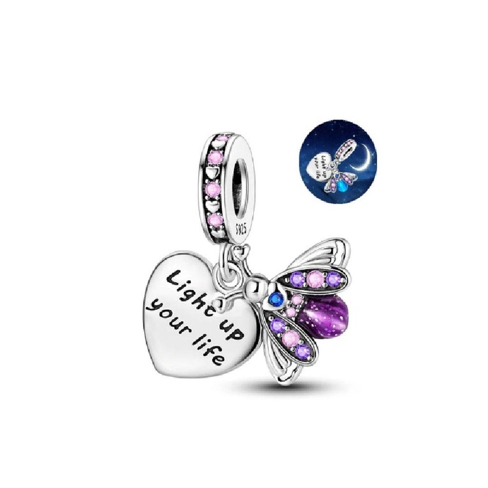 Copper Firefly Pendant Dangle Charm Moon Star Bead Fit Original Bracelet For Women Diy Fashion Jewelry Making