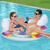 1pc Rainbow Sequin Swimming Seat Ring PVC Single Double Person Seat Circle With Backrest Water Lounge Chair Swim Ring