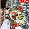 1pc Christmas Green Leaf Red Christmas Ball Garden Flag_4 (2)- Garden Decoration Double S, Home Decoration, Yard Decoration, Outdoor Decoration, Lawn 