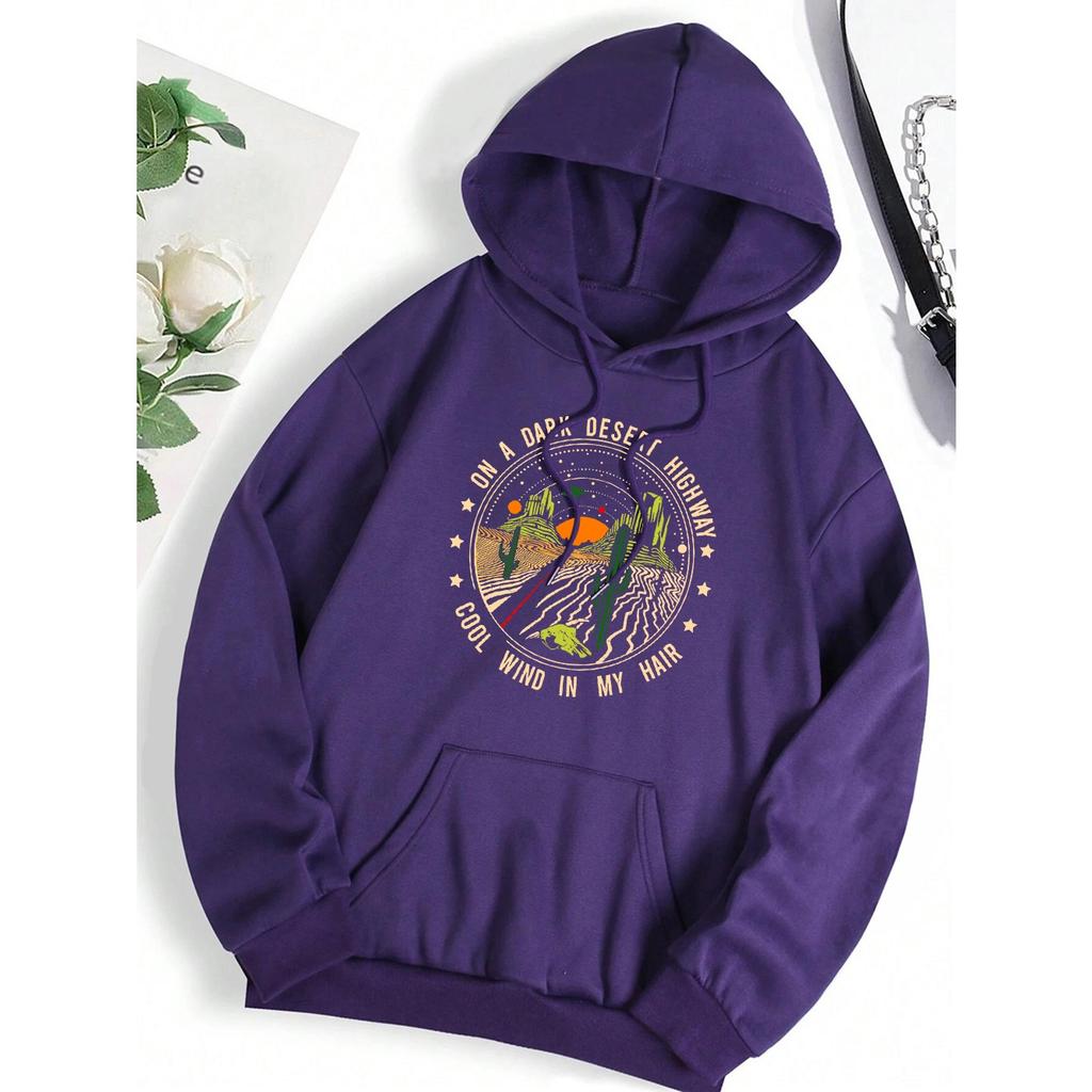 On A Dark Desert High Way Cool Wind In My Hair Men Women Hoody Fleece Sweatshirt Clothes Oversized Couple Clothes
