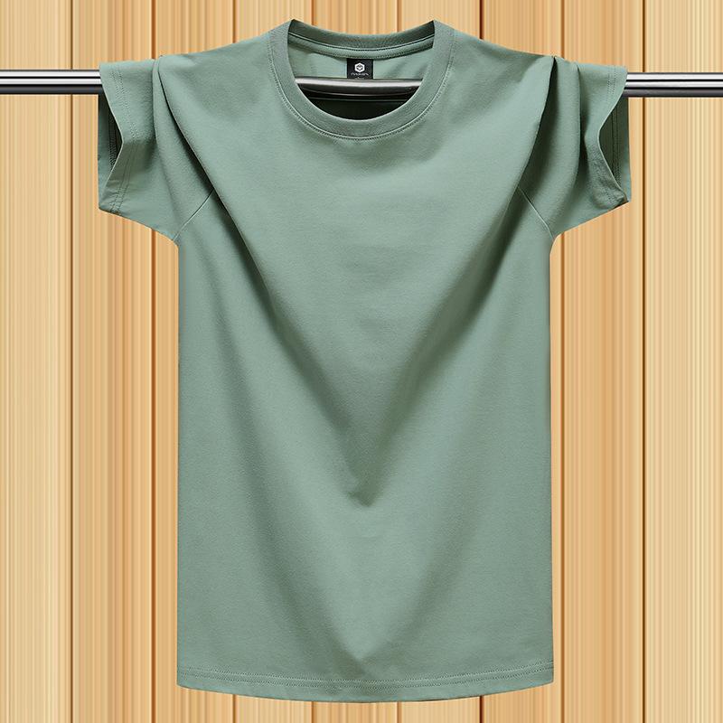 100% Cotton Summer T-Shirt for Men – Loose Fit, Breathable Solid Color Tee for Outdoor Sports and Fitness Exercise