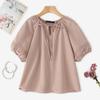 ZANZEA Women Casual V-Neck Loose Short Sleeve Blouse