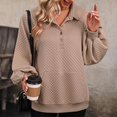Женская мода, повседневные однотонные пуловеры с воротником-поло и длинными рукавами, осень-зима с однотонным принтом