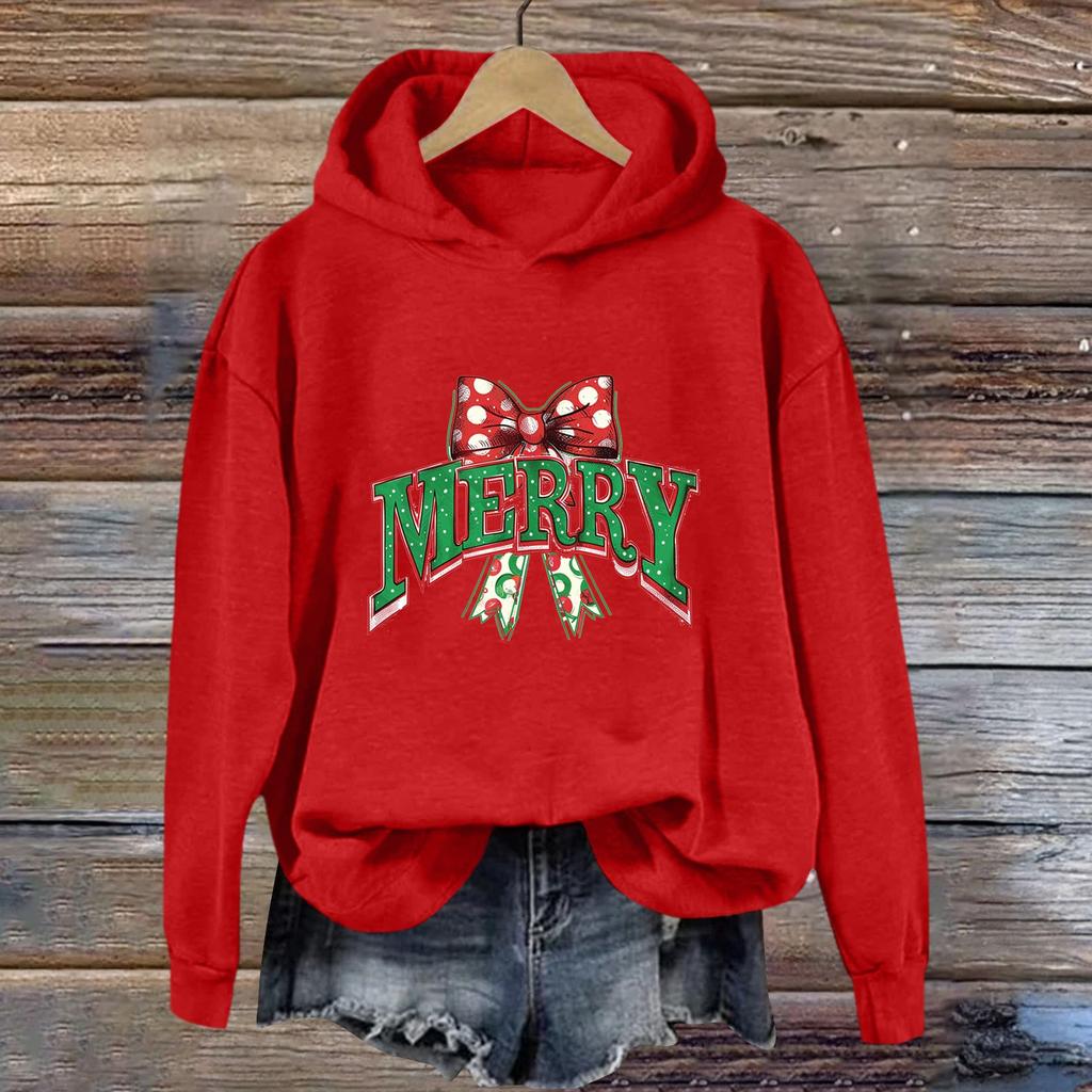 Women's Sweatshirt Sports Christmas Print Pullover Sweatshirt Hoodie Long Sleeve Top Casual Sweatshirt