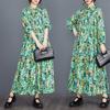 Real Spot Spring and Summer New Loose Large Size Fashion Printing Splicing Long Sleeve Cake Dress Dress