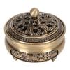 Coil Incense Burner with Lid Antique Beautifully Carved Electroplating Zinc Alloy Incense Burner