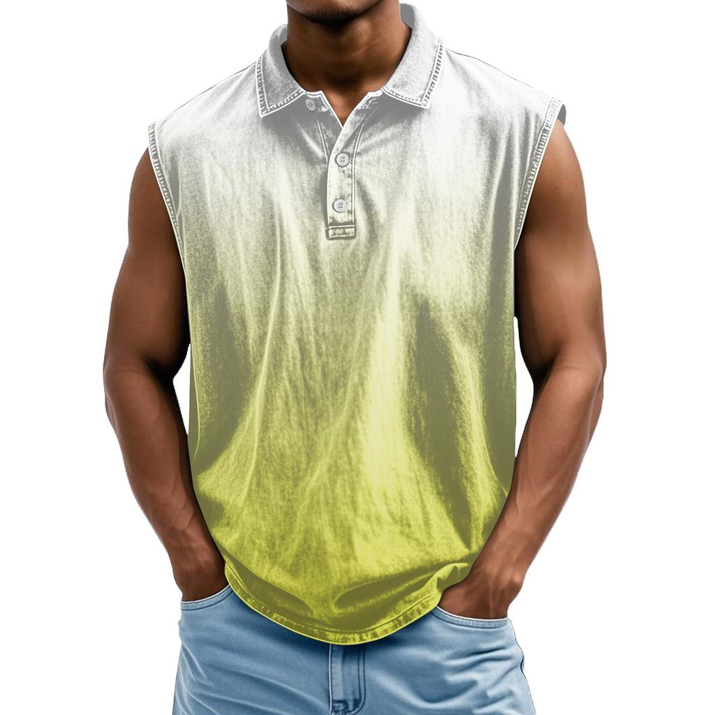 Мужская состаренная рубашка без рукавов с градиентным принтом