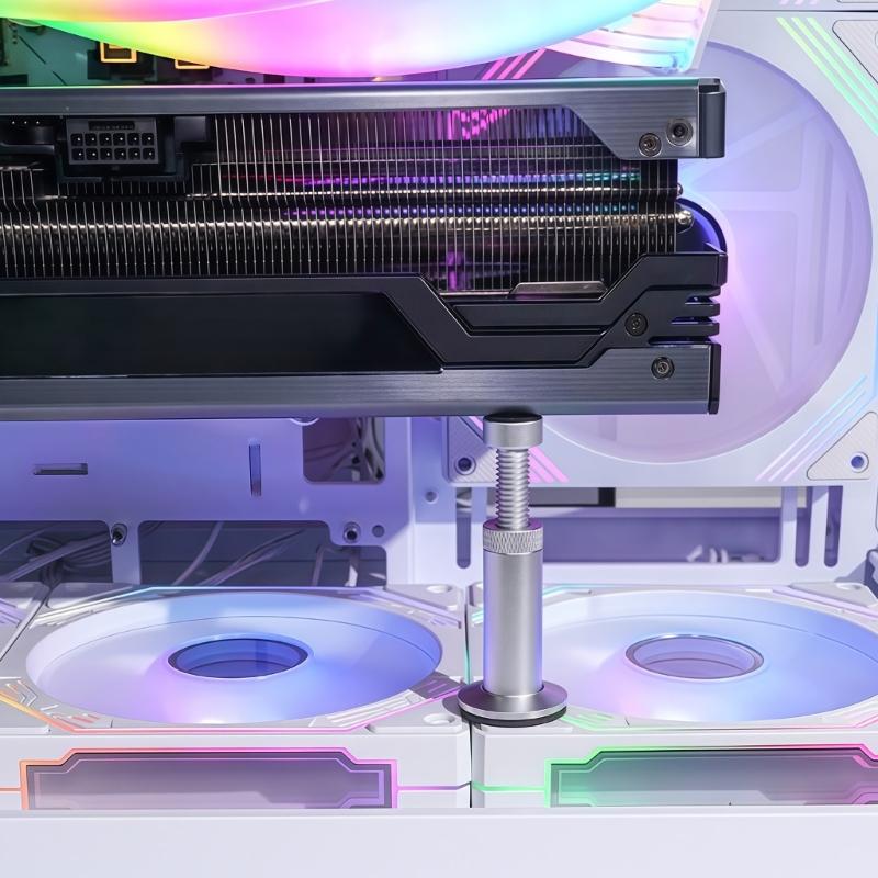 Алюминиевый держатель для видеокарты (GPU) с регулируемой телескопической поворотной креплением на винтах, кронштейн для фиксации видеокарты на рабочем столе.