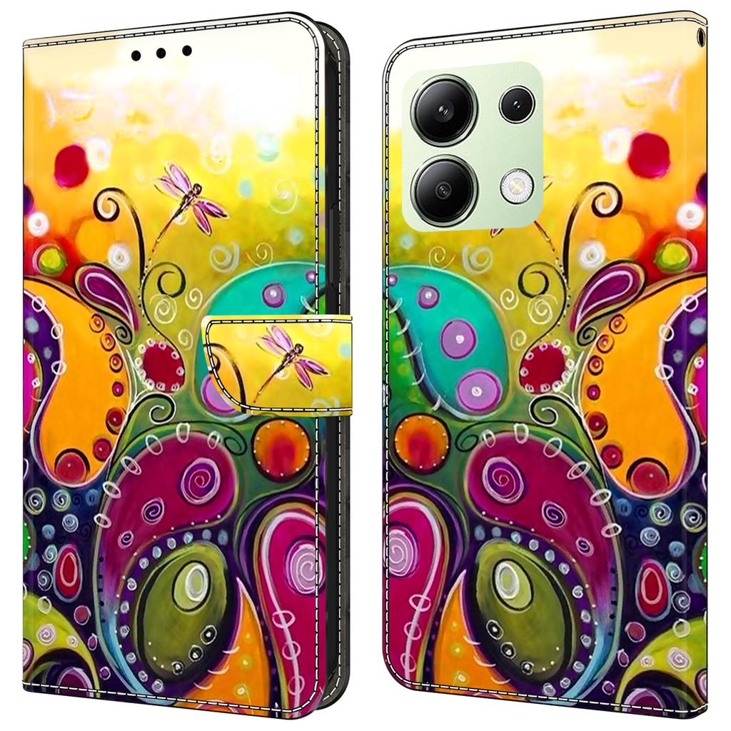 Для Xiaomi Redmi Note 13 4G кожаный чехол с принтом и бумажником-подставкой для телефона