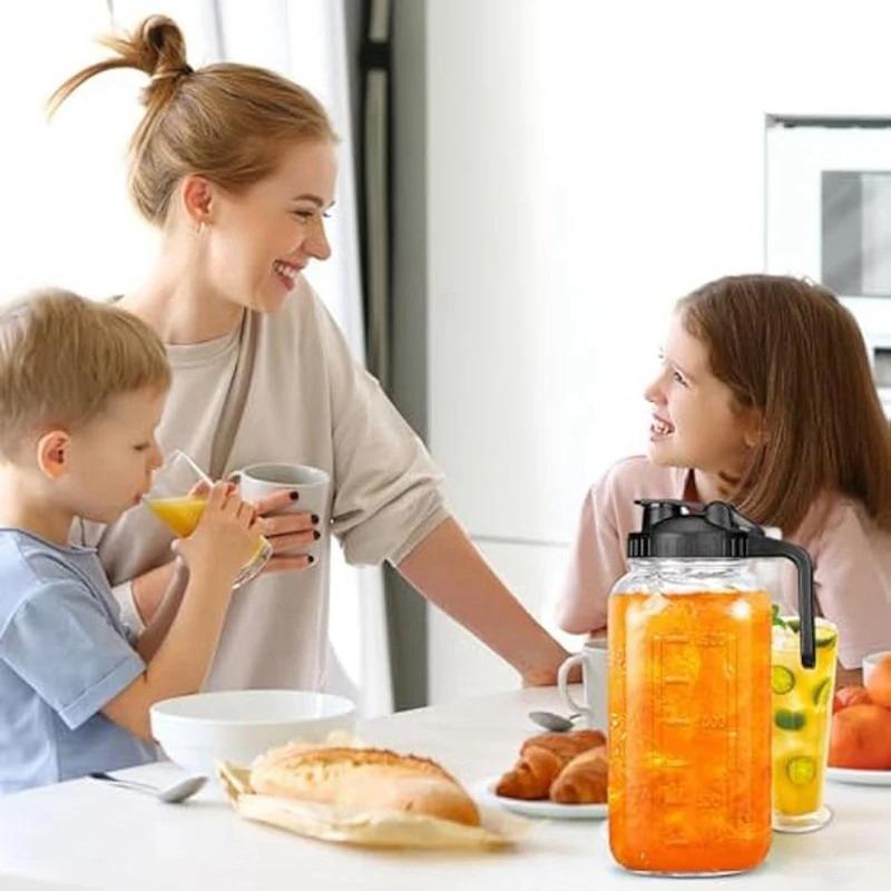 Стеклянные кувшины с крышкой, кувшин для солнечного чая 32/64 унции, кувшин-банка Мейсона полгаллона с широким горлышком и герметичной крышкой