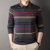 Men's Spring Autumn New Striped Long Sleeve Pockets Button Tees Turn-down Collar Pullover Business Casual Loose Tops