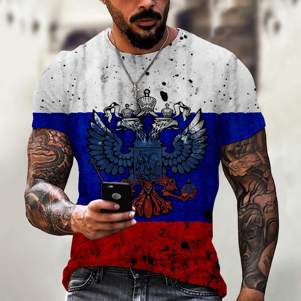 Русский флаг 3D принт мужская футболка русский медведь короткий рукав мужская футболка