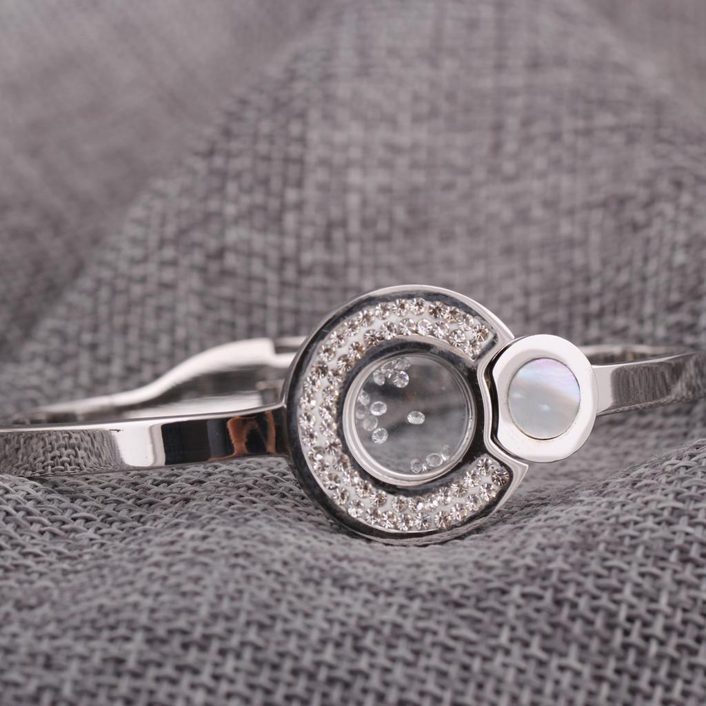 Женский браслет с круглой строчкой, инкрустированный цирконом, двухцветный