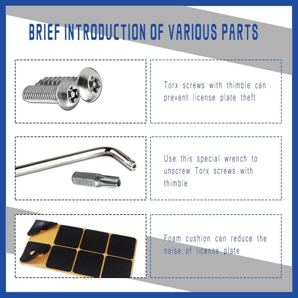 Набор из 8 шт. противоугонных винтов для номерного знака, антивандальный крепеж, набор винтов из нержавеющей стали для передней и задней рамки номерного знака