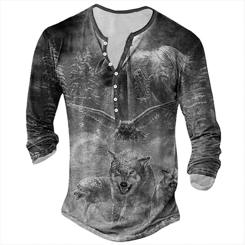 Мужская одежда весна осень футболка с длинным рукавом 3D цифровая печать спортивные топы футболка