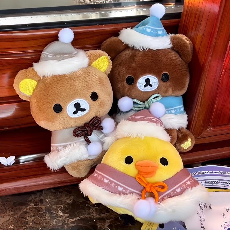 NEW Winter Rilakkuma Chairoikoguma Shawl Plush Doll Ornament lovely Cloak Doll Cartoon bear Yellow Chick Stuffed Plushies Toy