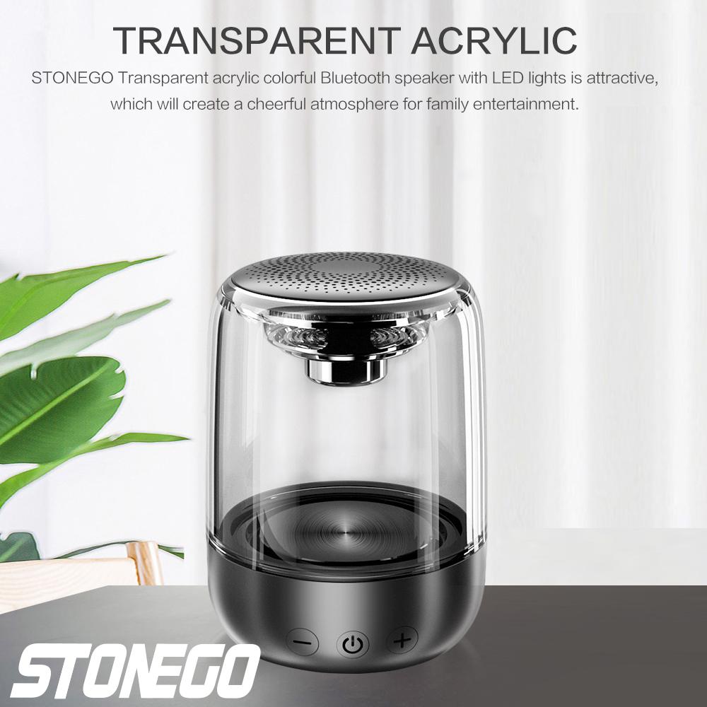 True Wireless Stereo Speaker with Transparent Design Breathing LED Light TWS Bluetooth 5 0 TF Card AUX Audio Input