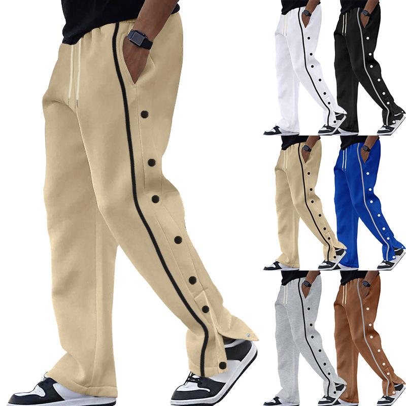 Men's Breasted Pants Men's Autumn and Winter Fashion Loose Straight Drawstring Oversized Men's Casual Pants