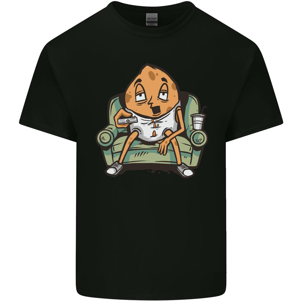 Funny Lazy Couch Potato Watching TV Unisexs Light Cotton TShirt