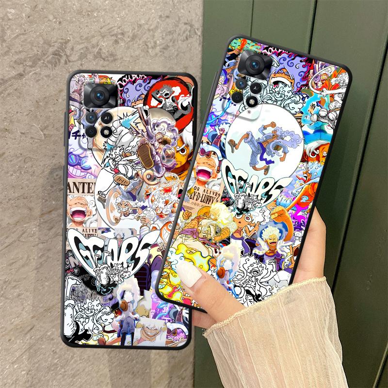 Чехол One Piece Super Gear 5 Луффи для Xiaomi Redmi Note 13 14 Pro Plus 12s 10S 9 10 11 12 7 8 11s 9S Черный Мягкий Чехол для Телефона