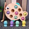 Children's Wooden Kitten Magnetic Fishing Set Toy1-2-3Year-Old Boys and Girls Educational Fishing