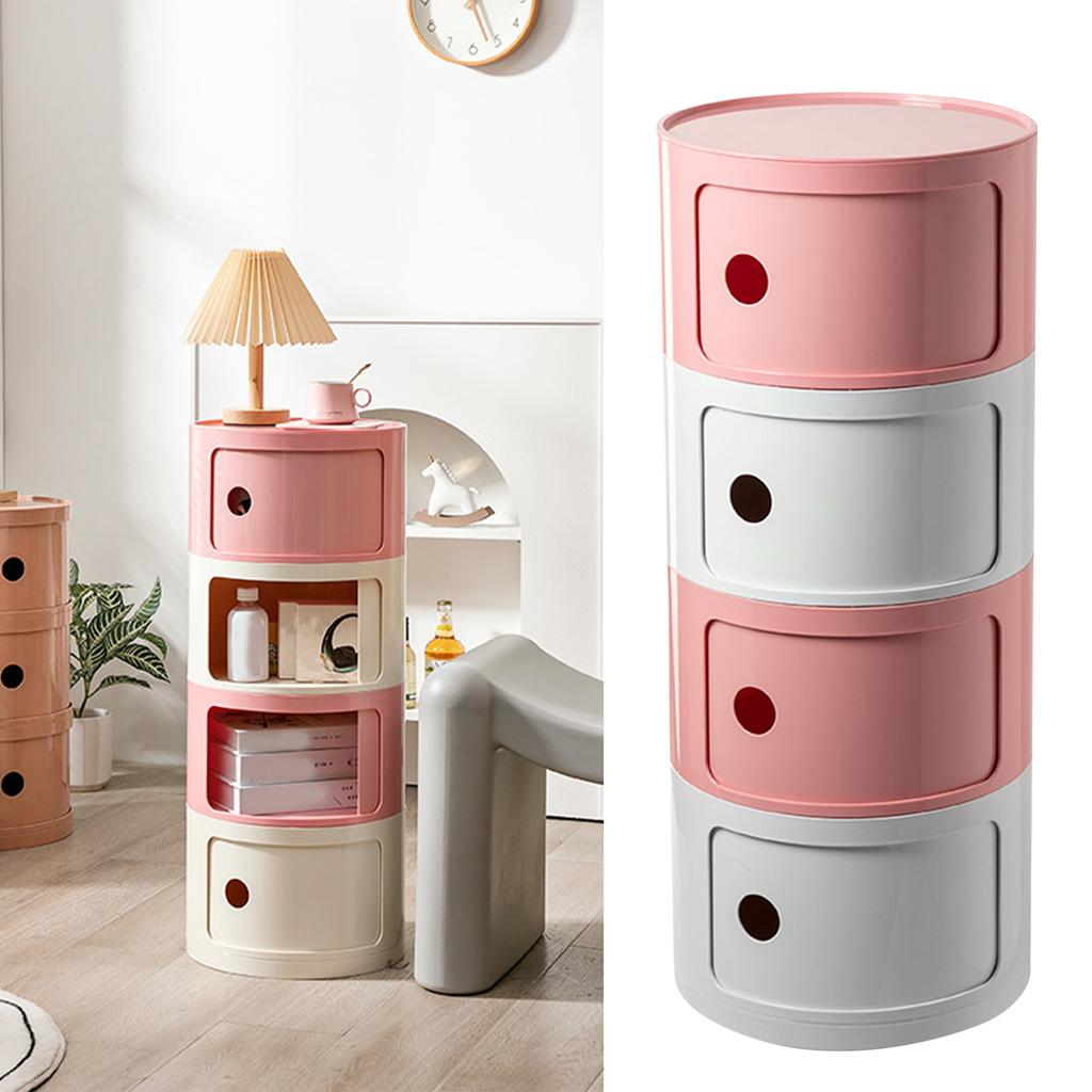 Bedside Table Nordic Style Color Matching Large Capacity Round Bedside Storage Cabinet for Bedroom