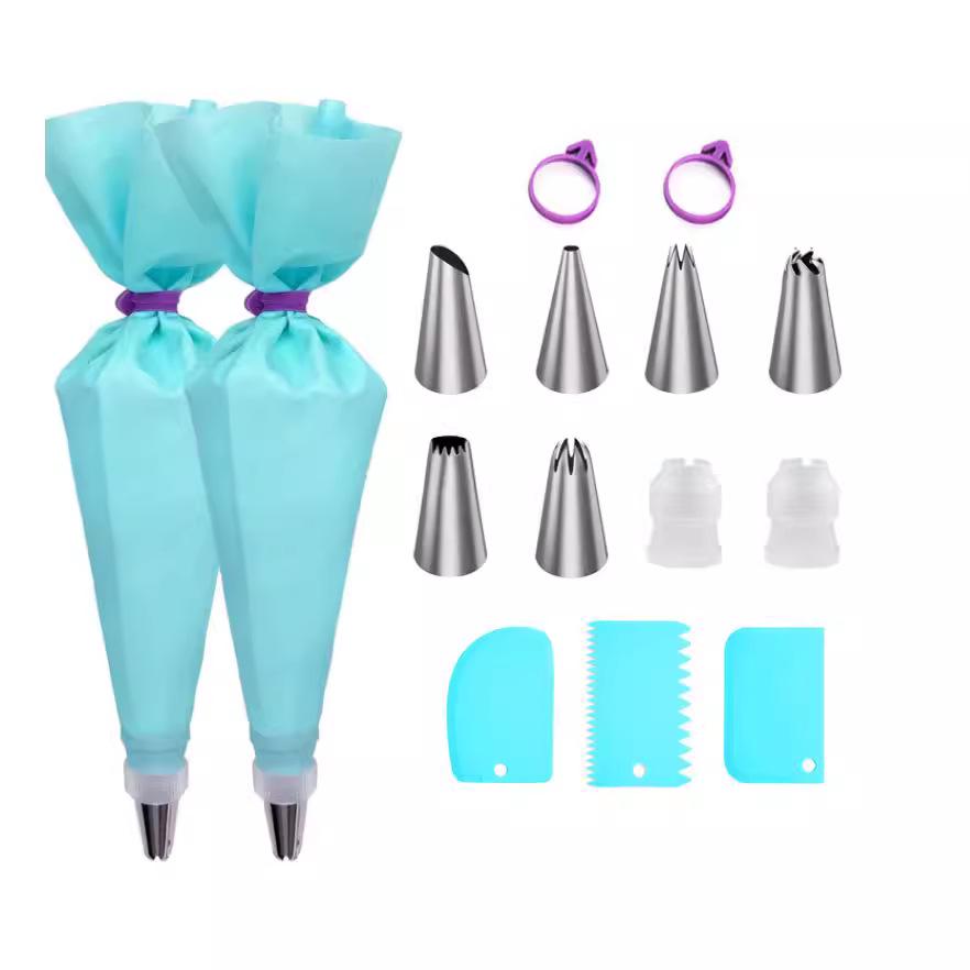 Набор насадок из нержавеющей стали для украшения тортов и крема с одноразовыми пакетами