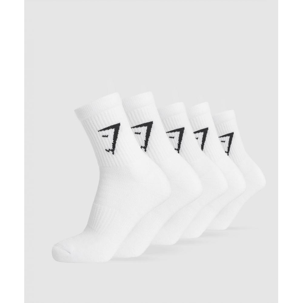 Gymshark Носки средней длины 5 шт. Белые I1c5e Wb57