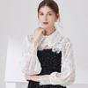 Women Long Sleeve Fake Collar Female Lace Embroidery Lapel Half Top Blouse Shirt Detachable Collar Sweater False Collar Decor