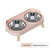 Cross-Border Stainless Steel & Ceramic Dual Cat & Dog Bowl: Anti-Tip, Splash-Proof, Neck Protection Design for Food & Water.