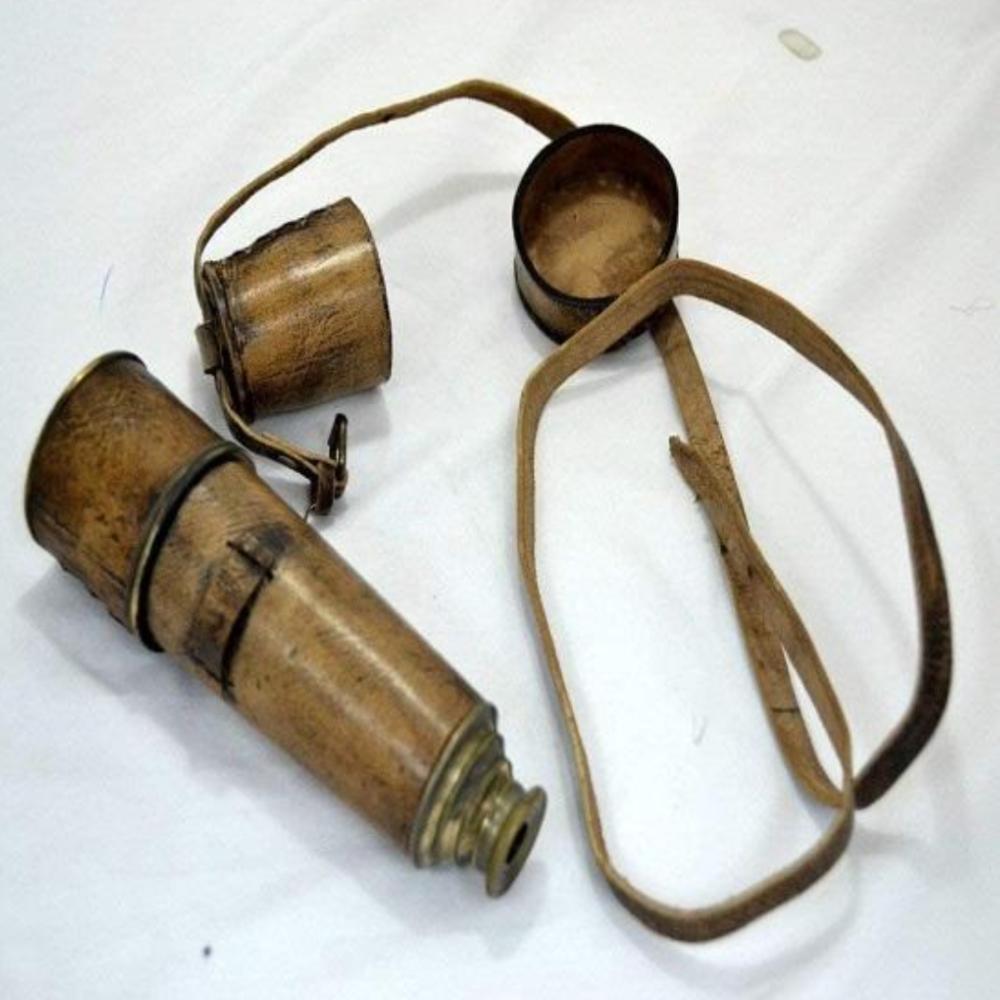 Телескоп из латуни с кожаным чехлом – длина 45,72 см, винтажный дизайн, отделка под античную латунь