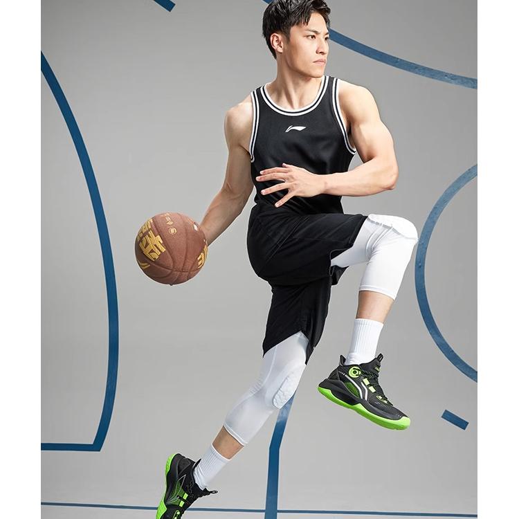 Li-Ning Сетчатый дышащий жилет с круглым вырезом, спортивный комплект для мужчин, спортивная одежда, черный цвет AATR011-10
