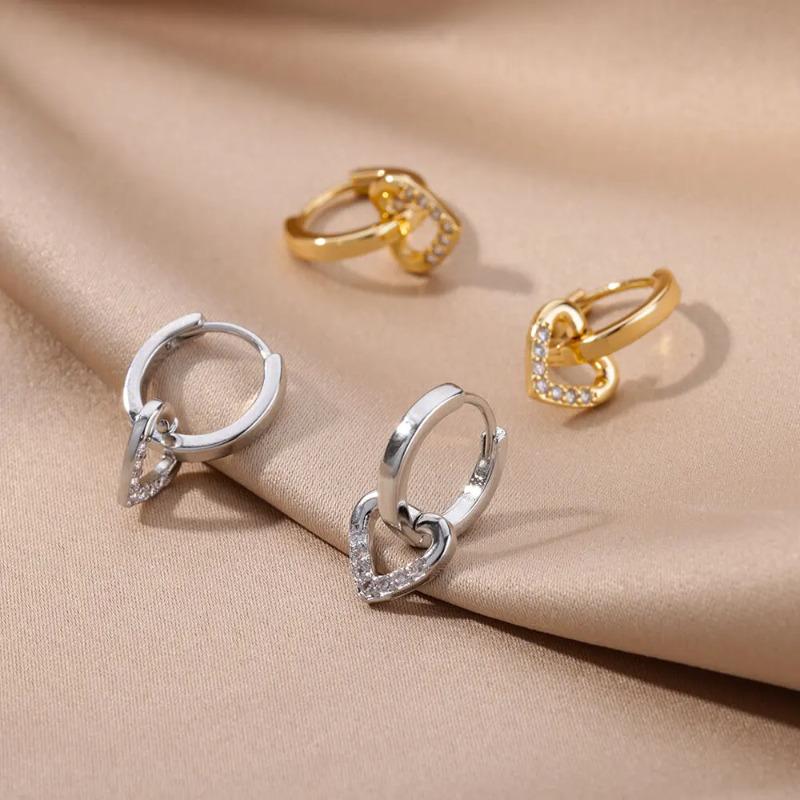 Zircon Heart Pendientes Earring For Women Stainless Steel Gold Color Piercing Earring 2025 Trend Jewelry aretes Accesorios mujer CLE
