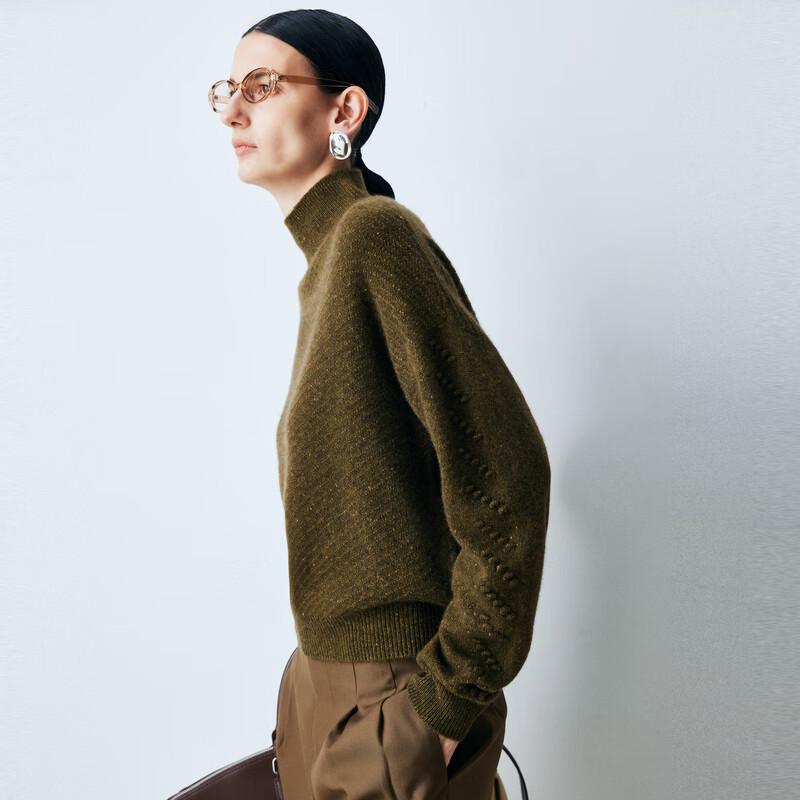 PALUOPO Women's Semi-High Collar Cashmere Blend Sweater