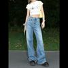 Women's Retro Light Blue High-Waisted Wide-Leg Jeans, Slimming Fit, Spring 2025 Collection